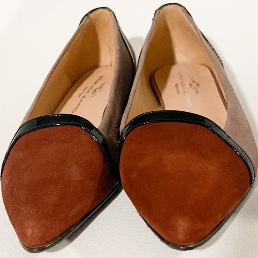 Brenda Zaro Pointed Suede Color block Spanish Flats